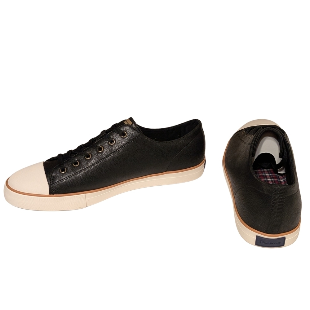 Ben Sherman Black Low-Top Sneakers with Cream Toe Cap - Picture 8 of 10